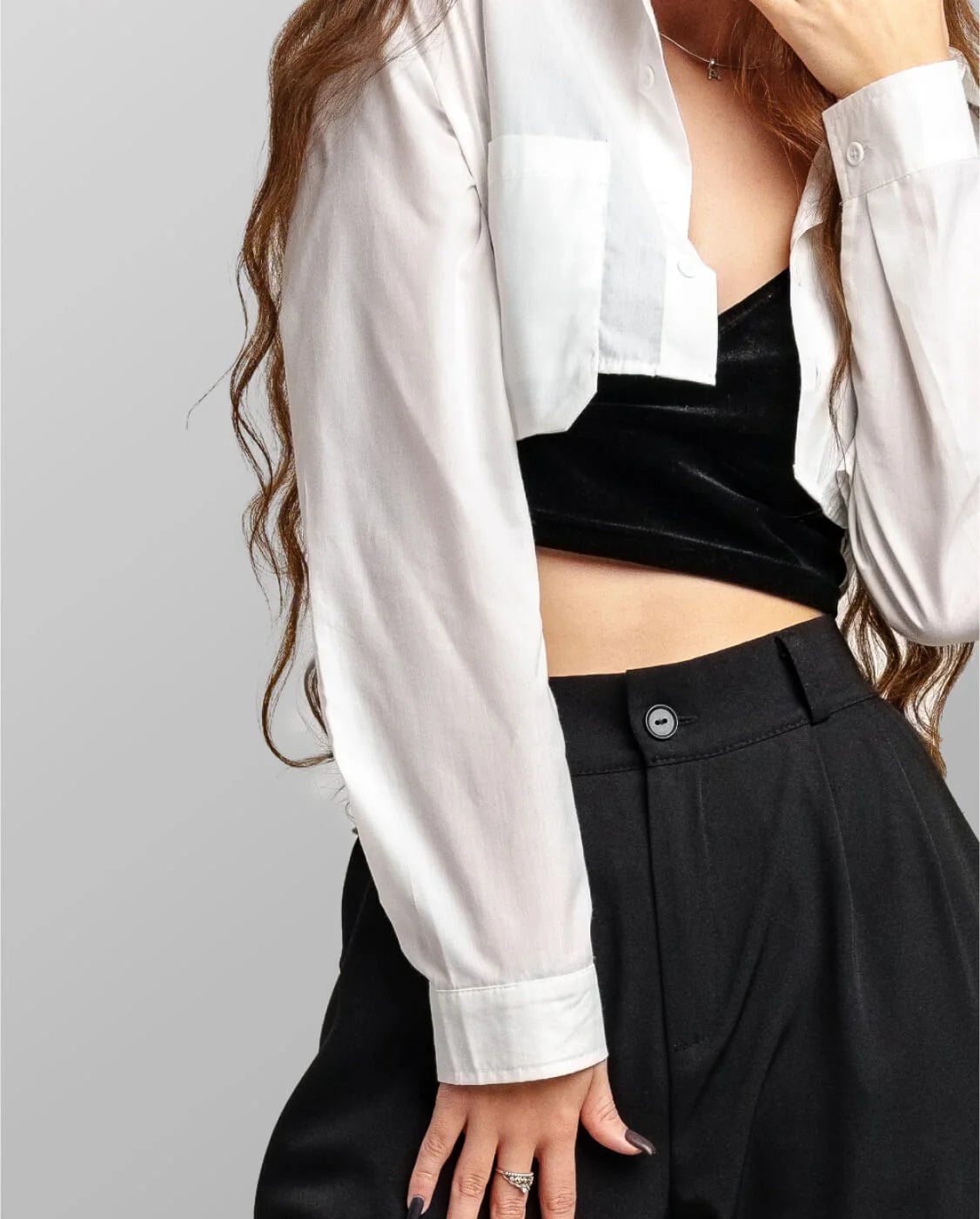 Cotton Cropped Trucker Shirt